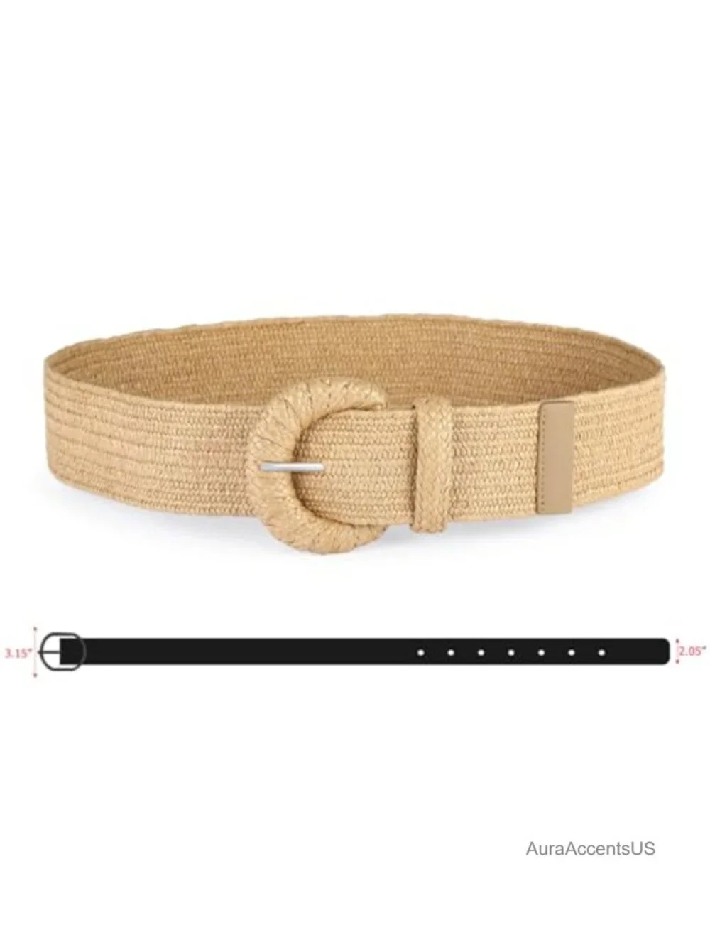 Straw Woven Elastic Belt Wide Stretchy Boho Belt for Summer Raffia Dress Belt